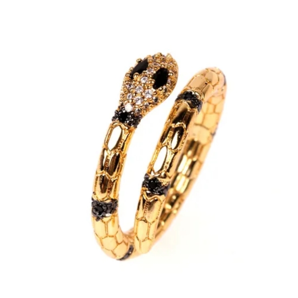 18K Gold Plated Brass Snake Ring made with Swarovski Crystal and Gift Box - Picture 6 of 9